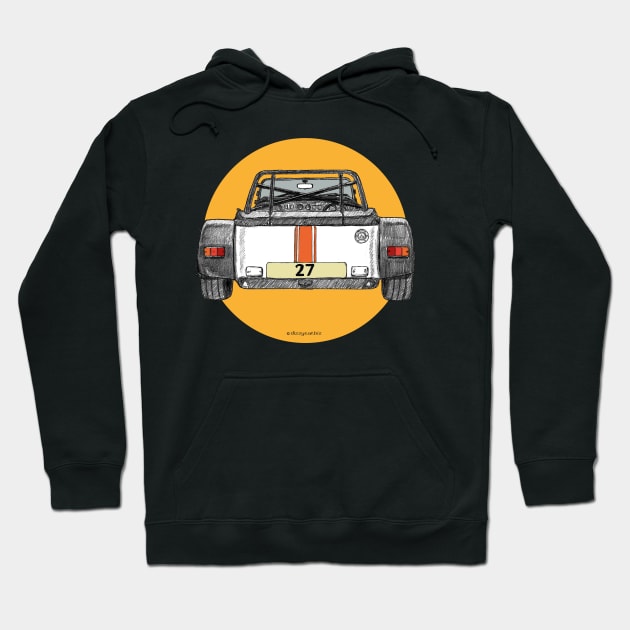 Caterham car racing - rear view on circle Hoodie by dizzycat-biz